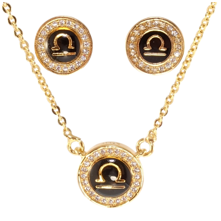 Набір Xuping Позолота 18K Сережки Кулон на ланцюжку Знак Зодіаку Терези довжина 43-46см х 1,5мм; ø 6мм та 5мм фото №19