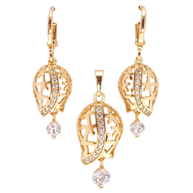 Набір Xuping Позолота 18K Сережки Кулон Різні бутони з кристалами фото №19