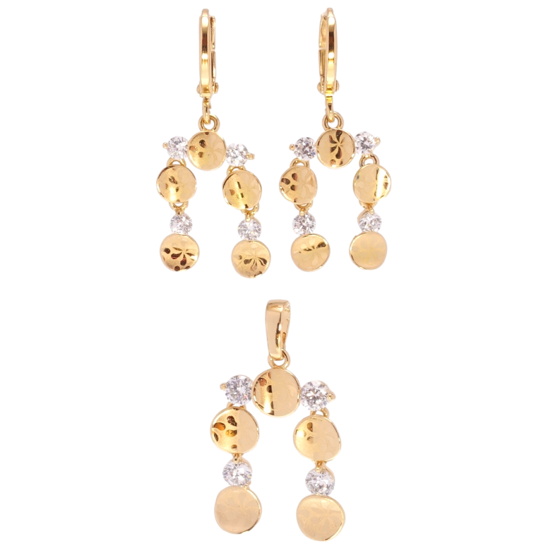 Набор Xuping Позолота 18K Серьги Кулон Фантазийные подвески с кристаллами и узором напылением фото №1