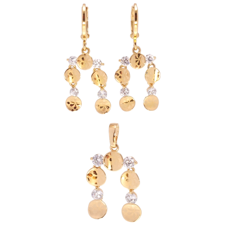 Набір Xuping Позолота 18K Сережки Кулон Фантазійні підвіски з кристалами і візерунком напиленням фото №1