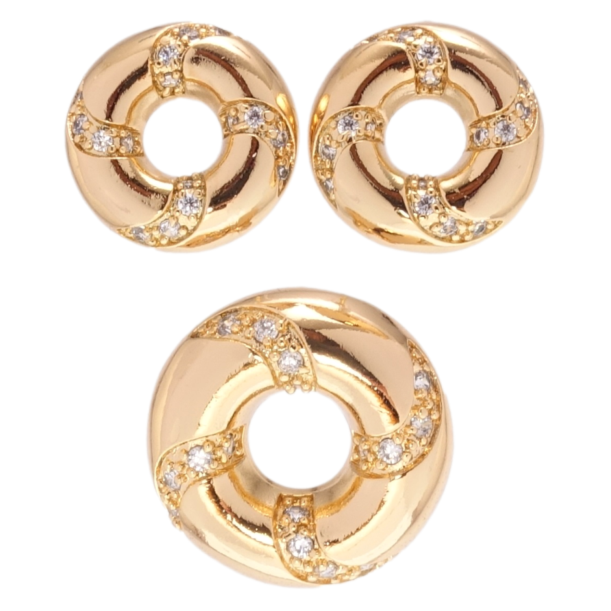 Набор Xuping Позолота 18K Серьги Кулон Крупные колечки с узором цирконием фото №1