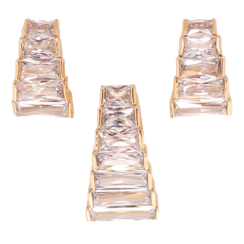 Набір Xuping Позолота 18K Сережки Кулон Кристальні трапеції фото №1