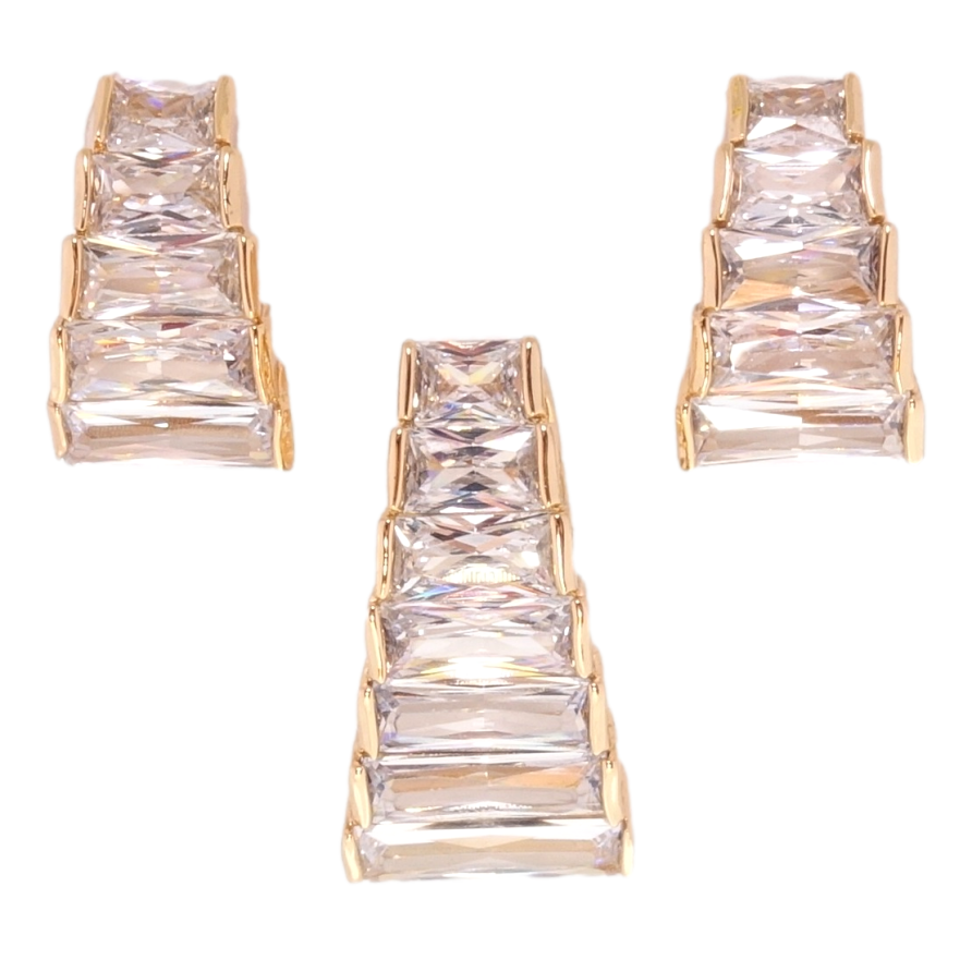 Набор Xuping Позолота 18K Серьги Кулон Кристальные трапеции фото №1