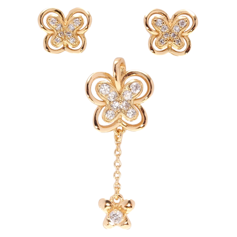 Набір Xuping Позолота 18K Сережки Кулон Метелики з цирконієм фото №5
