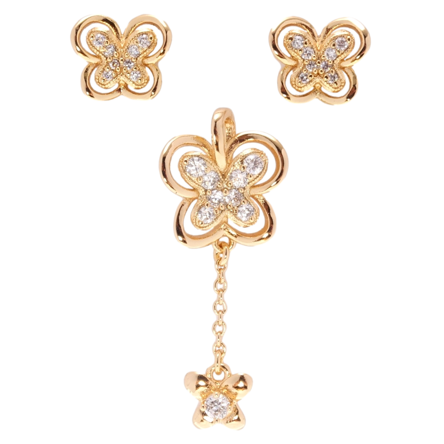 Набір Xuping Позолота 18K Сережки Кулон Метелики з цирконієм фото №1