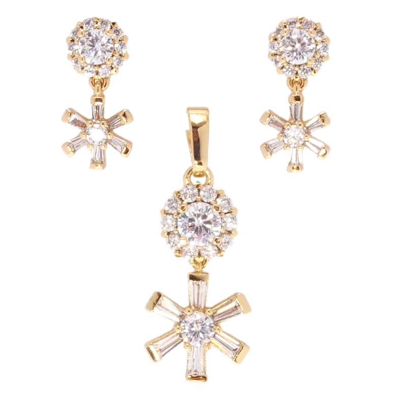 Набір Xuping Позолота 18K Сережки Кулон Кристальні квіточки фото №10