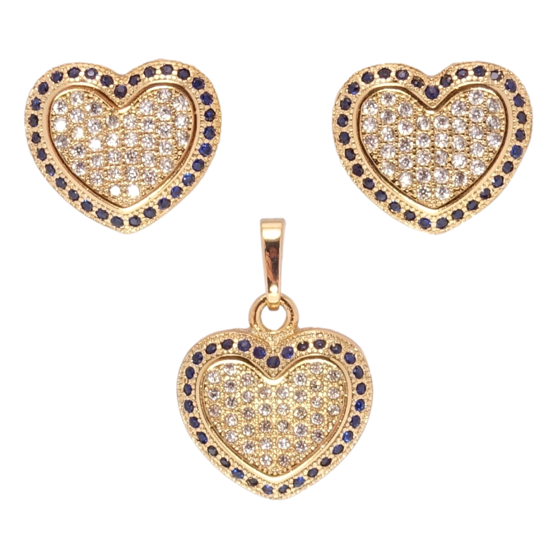 Набор Xuping Позолота 18K Серьги Кулон Сердечки с инкрустацией белым и синим цирконием фото №19