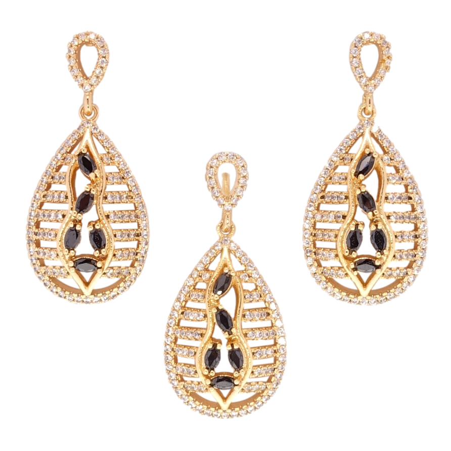 Набор Xuping Позолота 18K Серьги Кулон Декоративные капельки с черно-белым цирконием фото №1