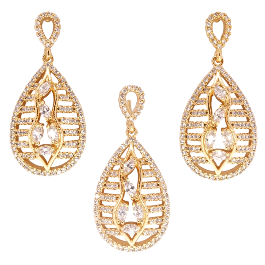 Набор Xuping Позолота 18K Серьги Кулон Декоративные капельки с цирконием фото №1