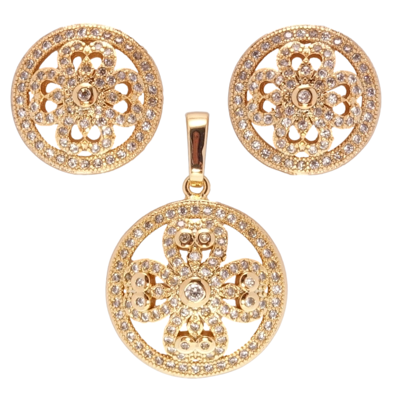 Набор Xuping Позолота 18K Серьги Кулон Колечки с цветочным орнаментом фото №1