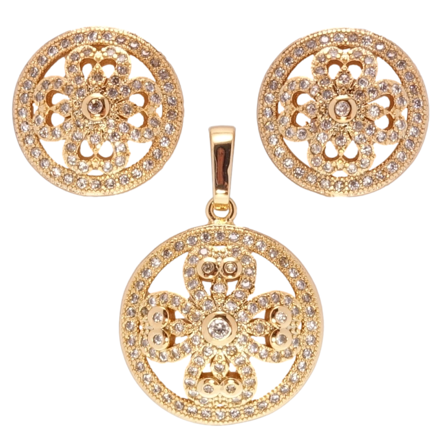 Набір Xuping Позолота 18K Сережки Кулон колечки з квітковим орнаментом фото №1