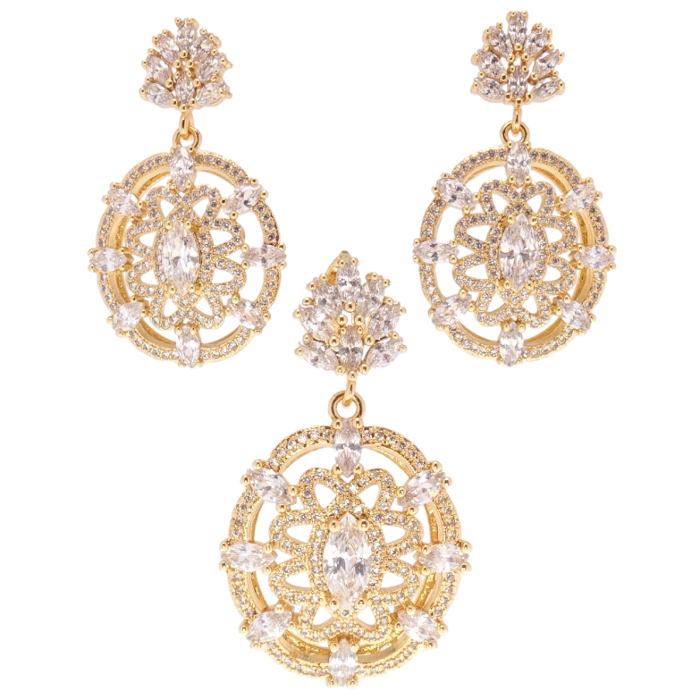 Набор Xuping Позолота 18K Серьги Кулон Воплощение изящества фото №1