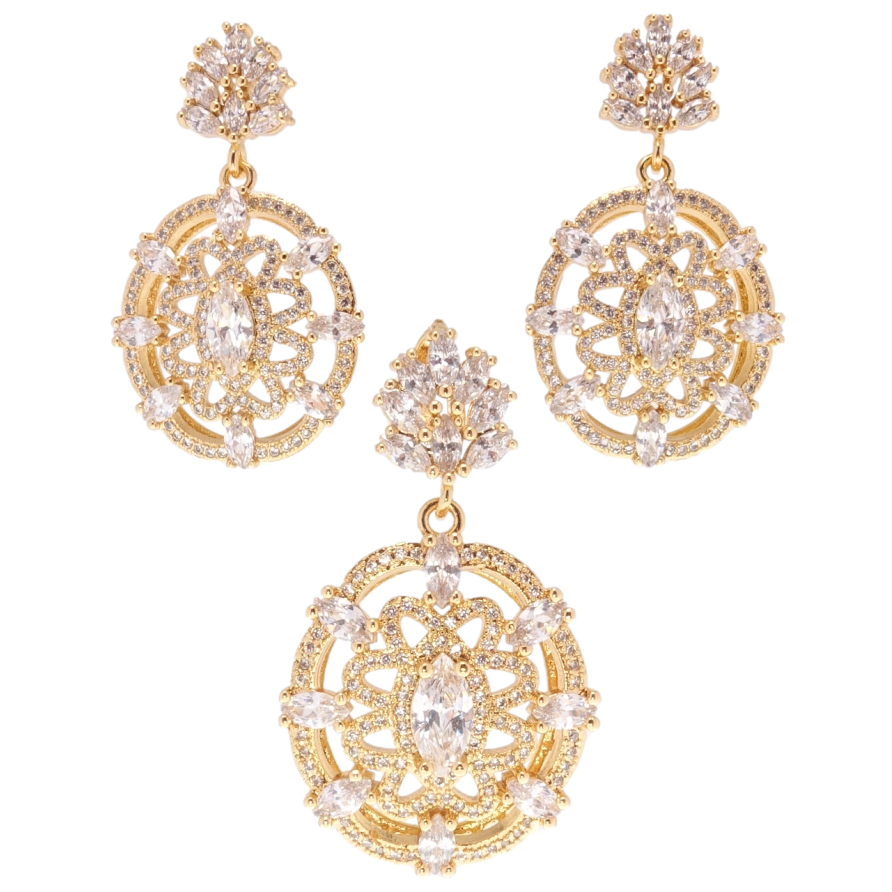 Набор Xuping Позолота 18K Серьги Кулон Воплощение изящества фото №1