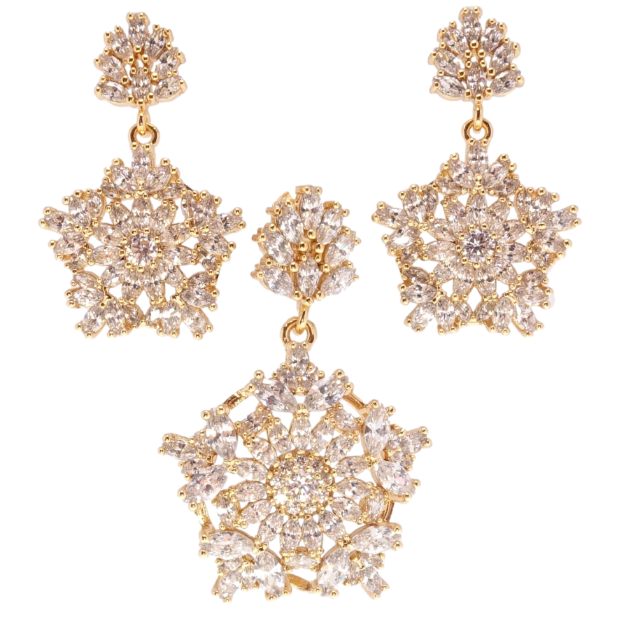 Набор Xuping Позолота 18K Серьги Кулон Роскошные подвески из циркония фото №1