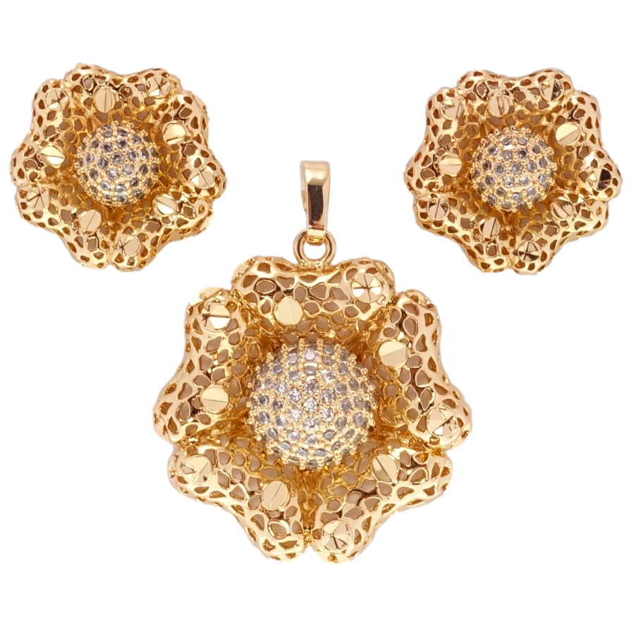 Набор Xuping Позолота 18K Серьги Кулон Резной цветок фото №1