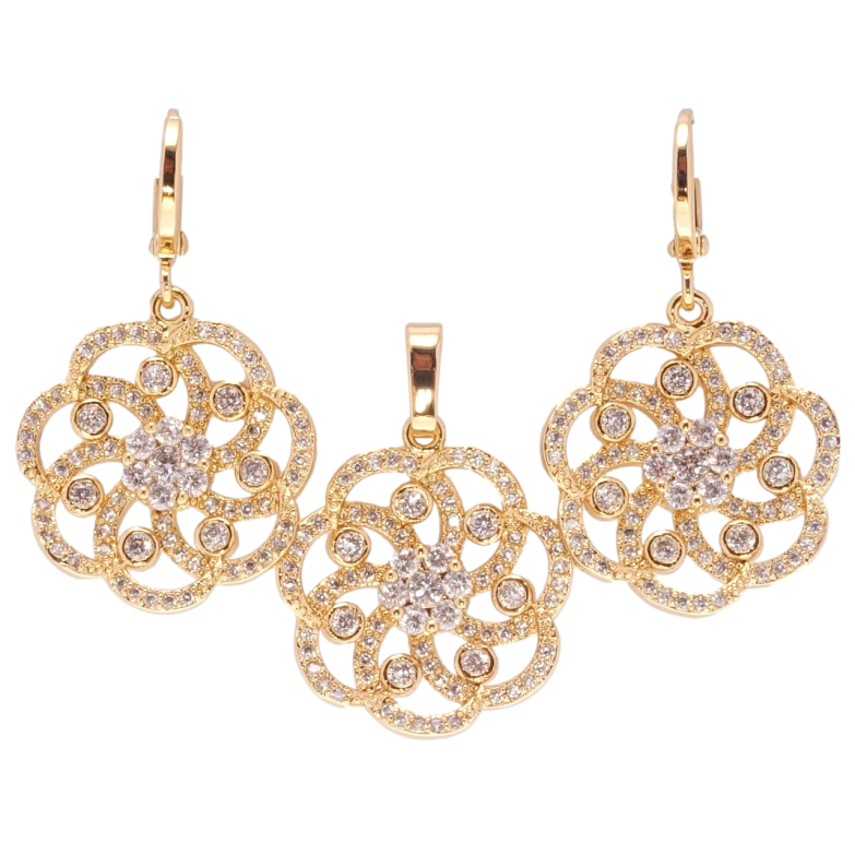 Набор Xuping Позолота 18K Серьги Кулон Изящный цветок с цирконием фото №1