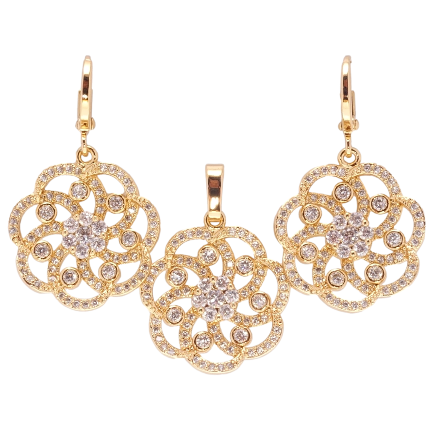 Набор Xuping Позолота 18K Серьги Кулон Изящный цветок с цирконием фото №1