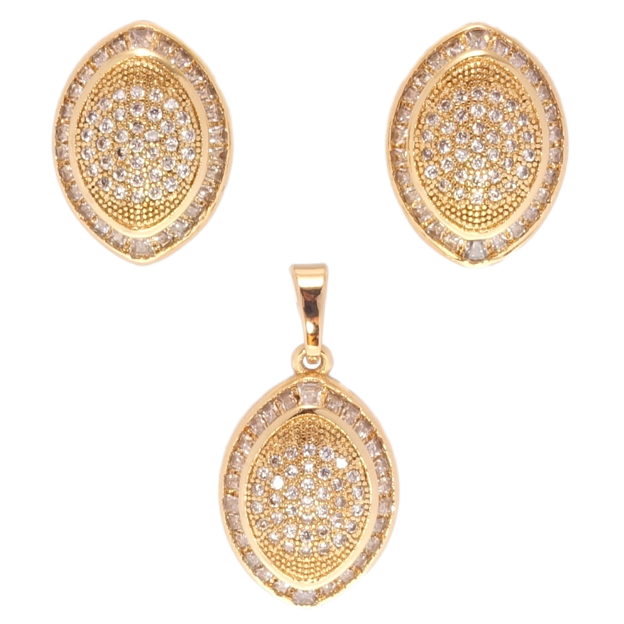 Набор Xuping Позолота 18K Серьги Кулон Овалы с инкрустацией цирконием фото №1