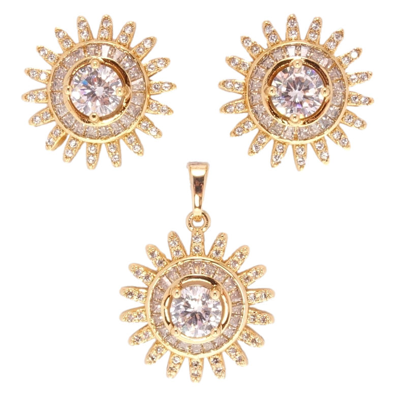 Набір Xuping Позолота 18K Сережки Кулон Декоративні квіточки з цирконієм фото №1