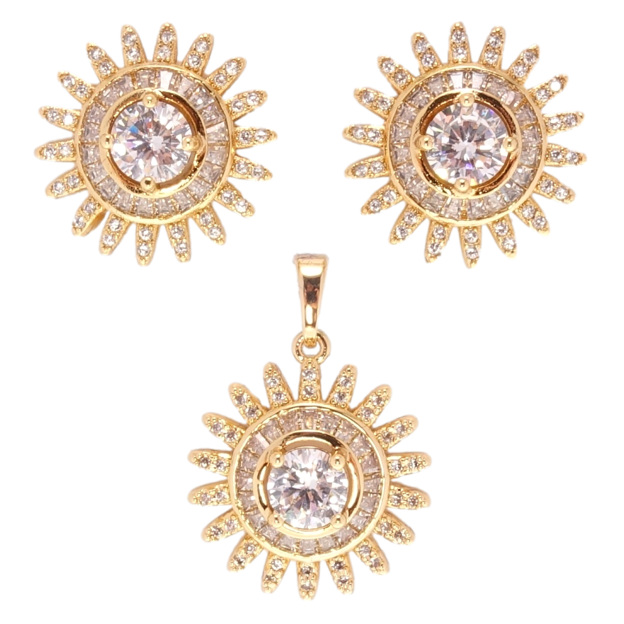 Набор Xuping Позолота 18K Серьги Кулон Декоративные цветочки с цирконием фото №1