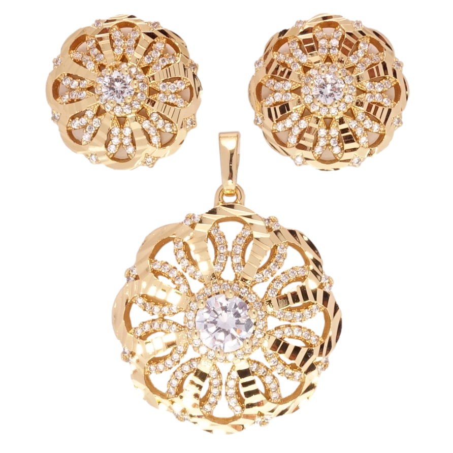 Набор Xuping Позолота 18K Серьги Кулон Декоративные цветочки с цирконием фото №1