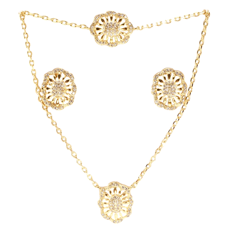 Набір Xuping Позолота 18K Сережки Браслет Підвіска на ланцюжку Квіткові мотиви дл.ЦП 43-46см, БР 18-22см х фото №18