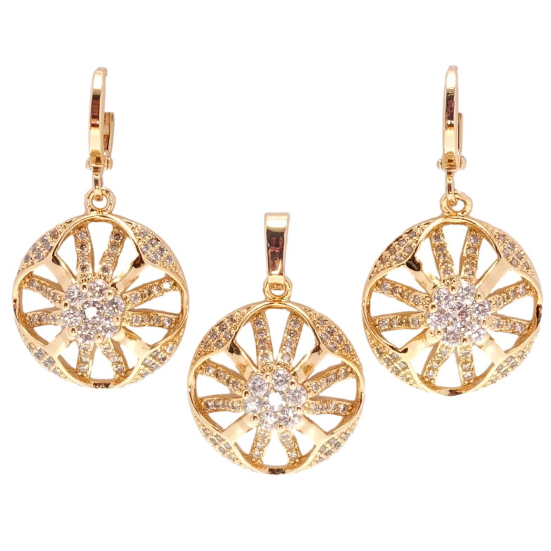 Набір Xuping Позолота 18K Сережки Кулон Кругі підвіски з цирконієм фото №2