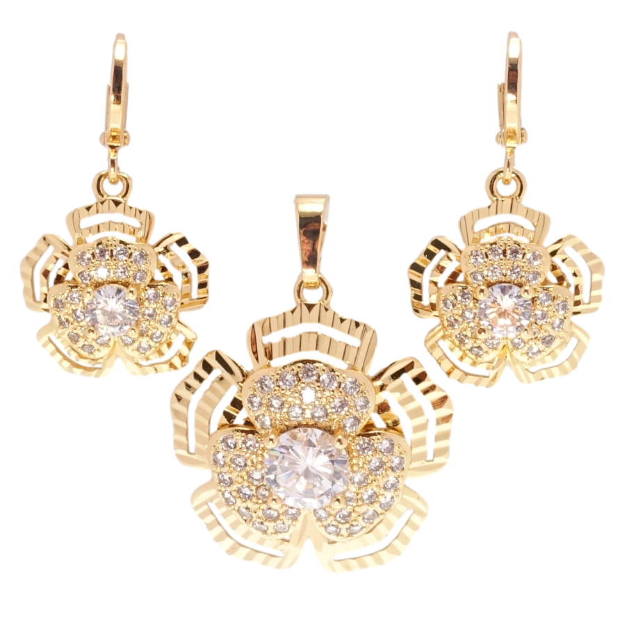 Набор Xuping Позолота 18K Серьги Кулон Декоративные цветочки с цирконием фото №1