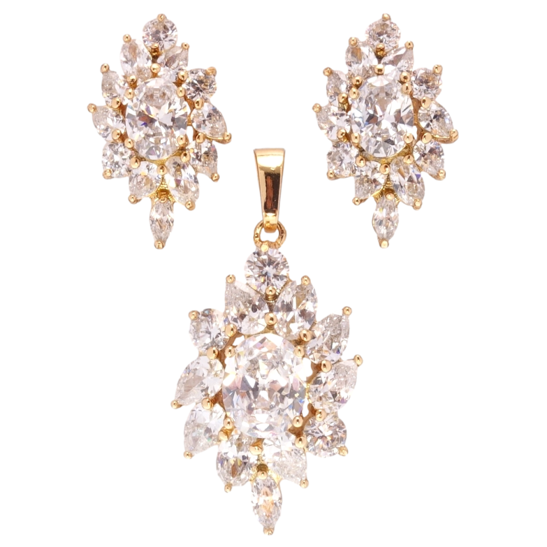 Набор Xuping Позолота 18K Серьги Кулон Изящные Xupingустальные цветы фото №1