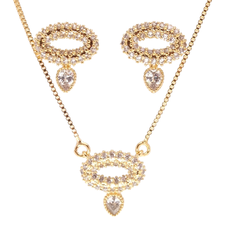 Набір Xuping Позолота 18K Сережки Підвіска на ланцюжку Кристальні овали з підвісками довжина 43-46см х 1мм фото №14