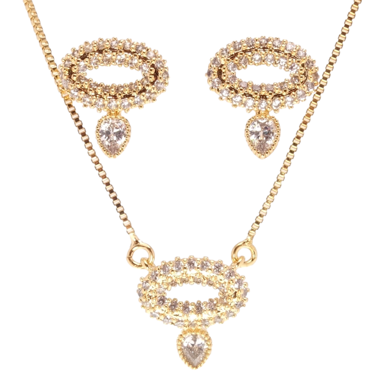 Набір Xuping Позолота 18K Сережки Підвіска на ланцюжку Кристальні овали з підвісками довжина 43-46см х 1мм фото №11