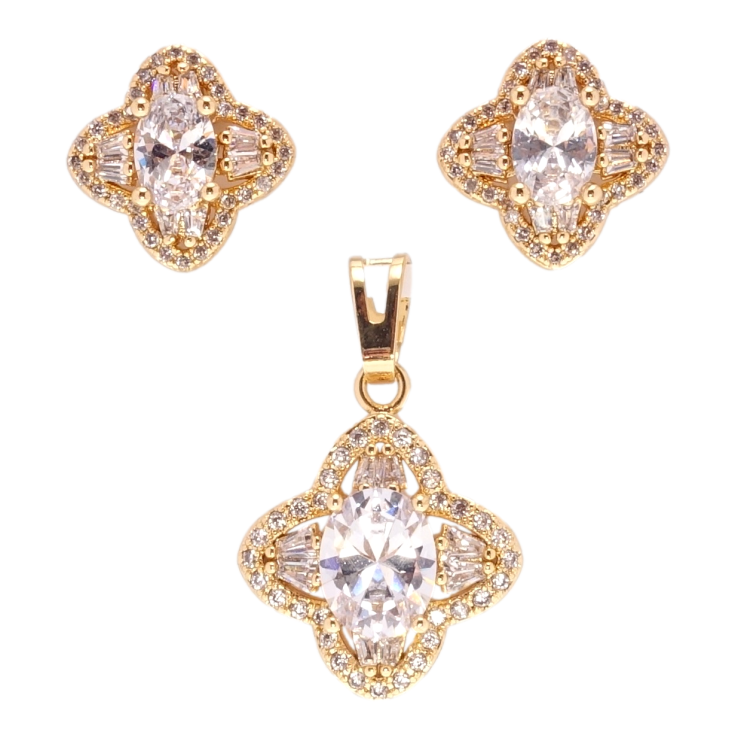 Набор Xuping Позолота 18K Серьги Кулон Кристальные четырехлистники фото №20