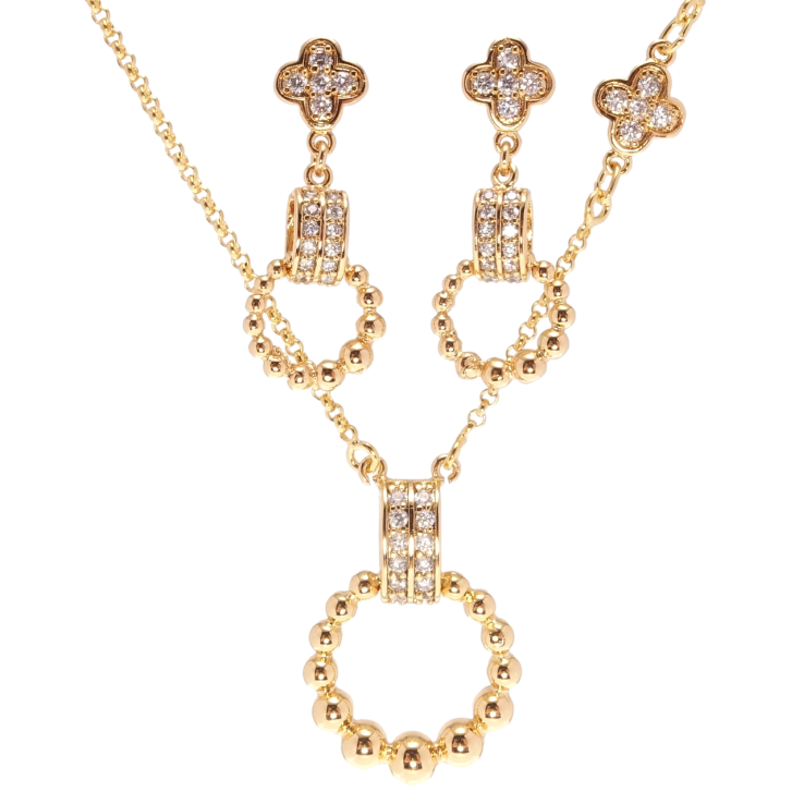 Набір Xuping Позолота 18K Сережки Підвіска на ланцюжку Декоративні колечки з чотирилисниками довжина 40см х фото №21