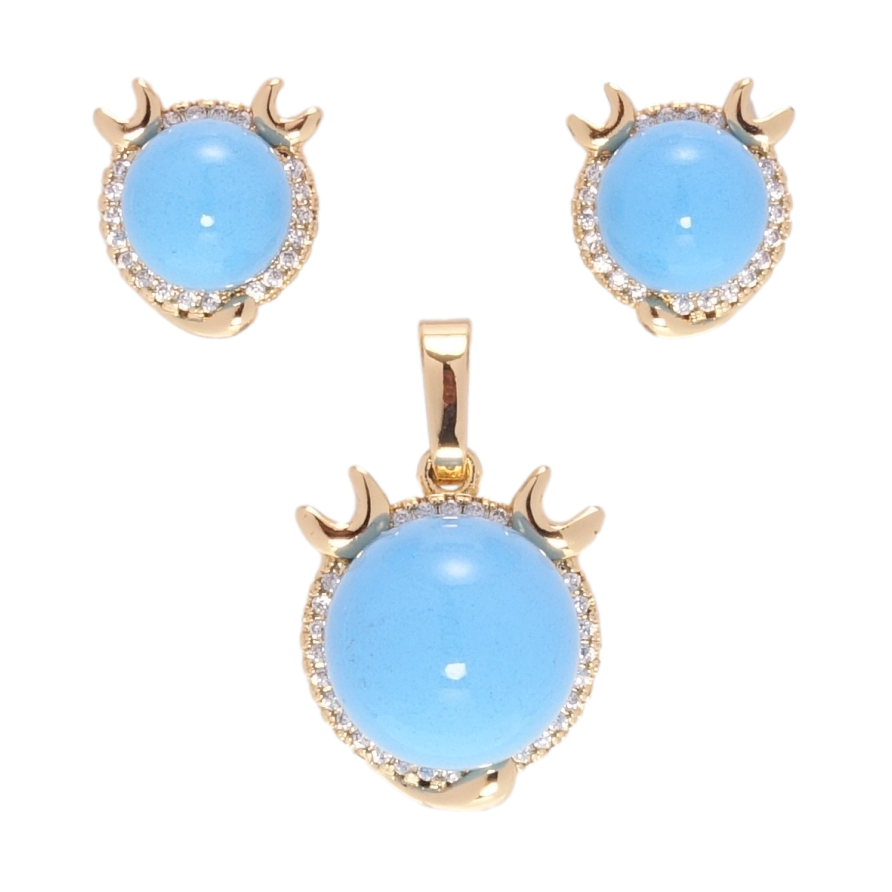 Набор Xuping Позолота 18K Серьги Кулон Краб с голубым шариком в обрамлении циркония фото №1