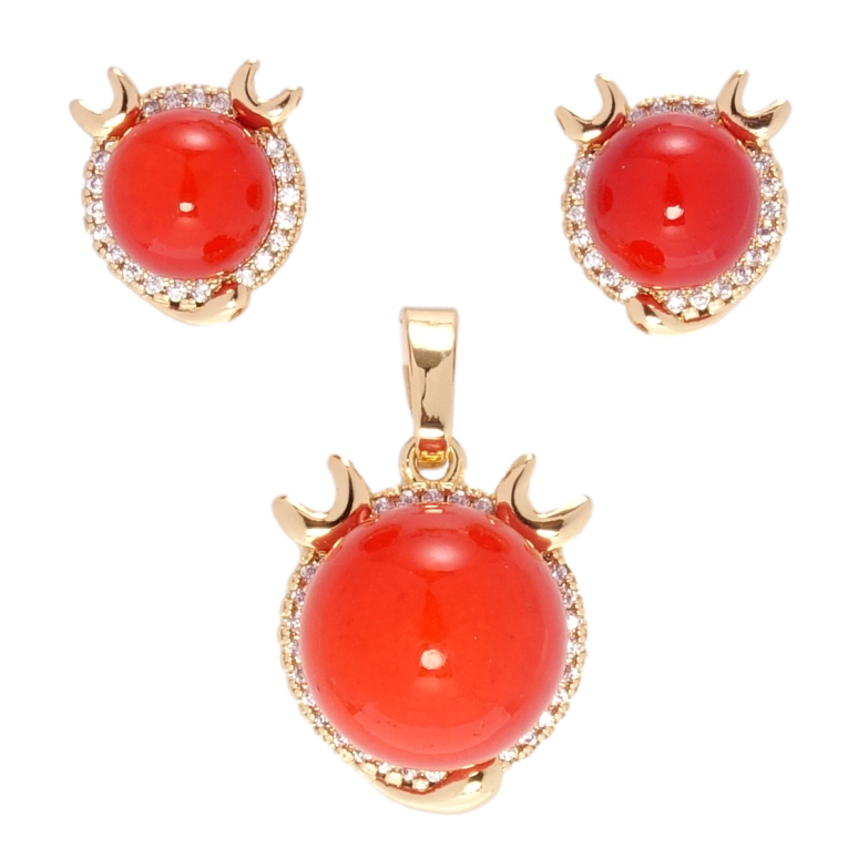 Набор Xuping Позолота 18K Серьги Кулон Краб с красным шариком в обрамлении циркония фото №18