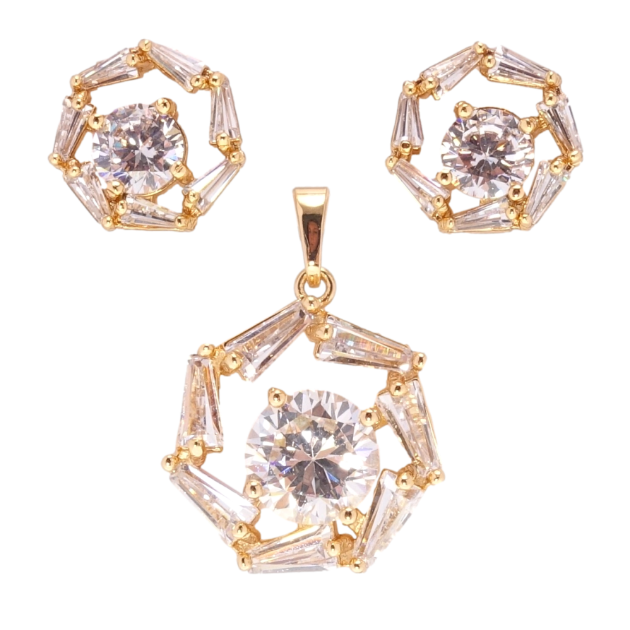 Набор Xuping Позолота 18K Серьги Кулон Кристальные колечки с фианитом фото №1