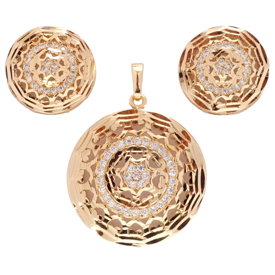 Набір Xuping Позолота 18K Сережки Кулон Різні круги з цирконієм фото №1