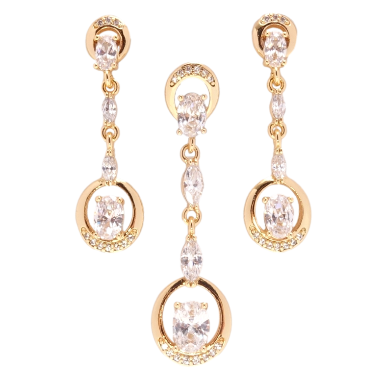 Набор Xuping Позолота 18K Серьги Кулон Элегантные кристальные подвески фото №1