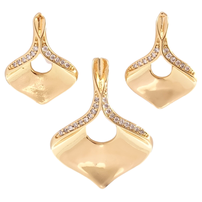 Набор Xuping Позолота 18K Серьги Кулон Декоративные лепестки с цирконием фото №3