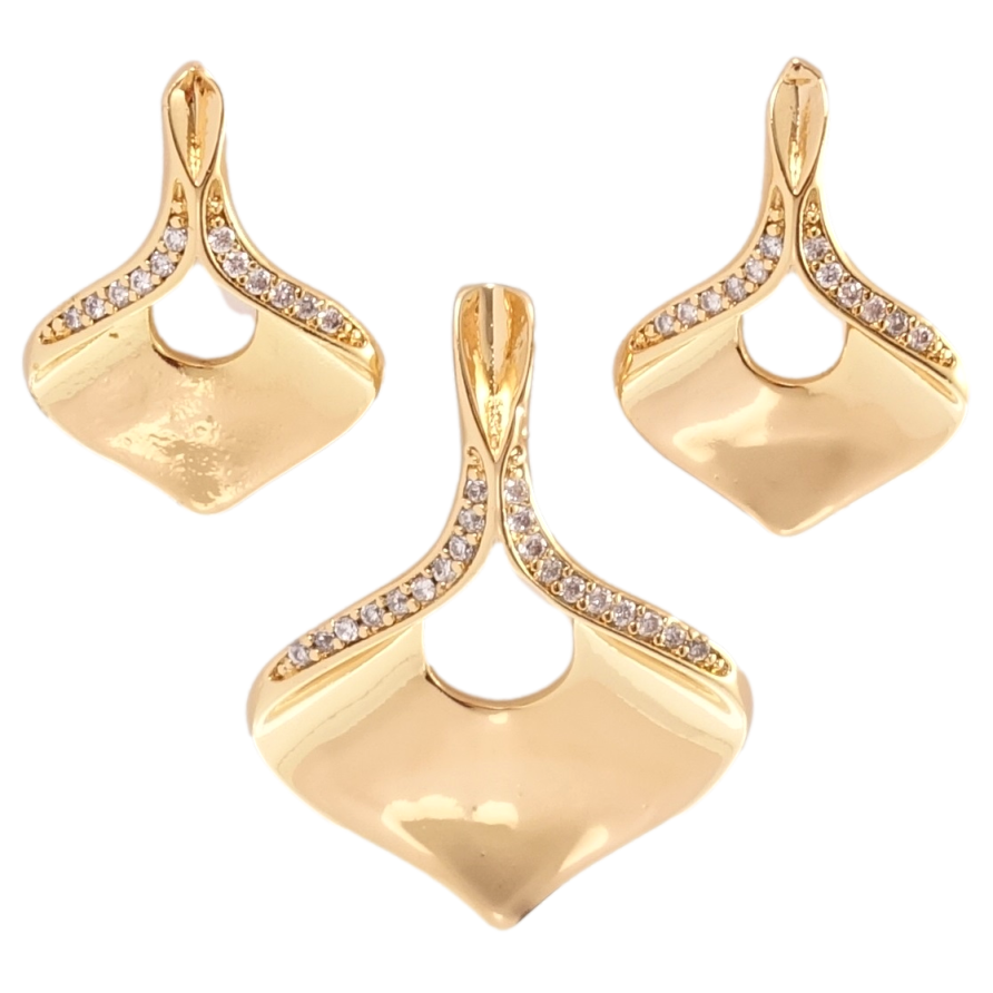 Набір Xuping Позолота 18K Сережки Кулон Декоративні пелюстки з цирконієм фото №1