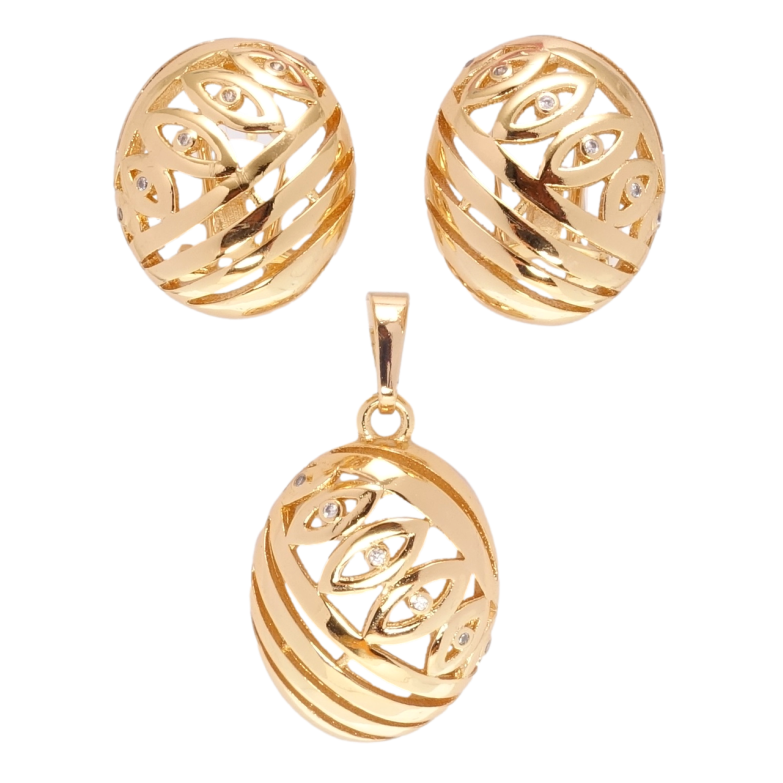 Набор Xuping Позолота 18K Серьги Кулон Резные овалы фото №4