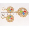 Набор Xuping Позолота 18K Серьги Кулон Резные круги с разноцветными эмалевыми цветочками фото №2