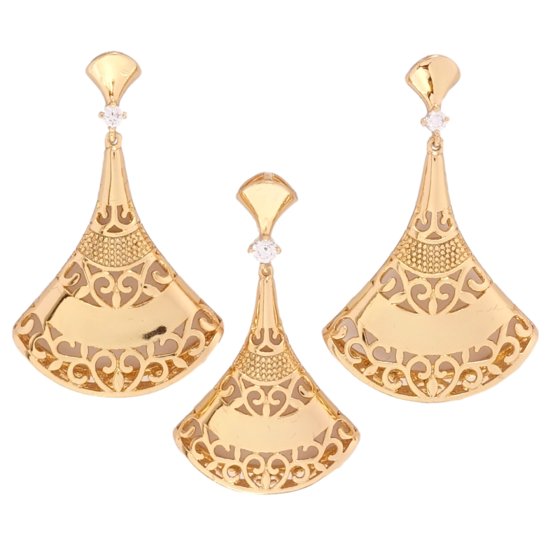 Набор Xuping Позолота 18K Серьги Кулон Декоративные подвески с резным вензельным узором фото №20