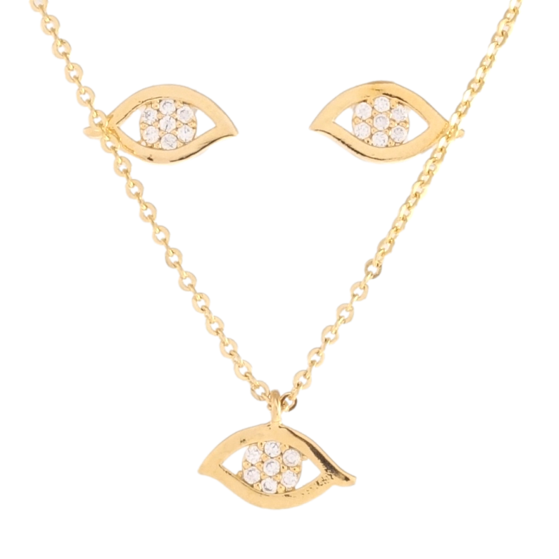 Набір Xuping Позолота 18K Сережки Підвіска на ланцюжку Декоративне Око Фатіми довжина 42-45см х 1мм фото №1