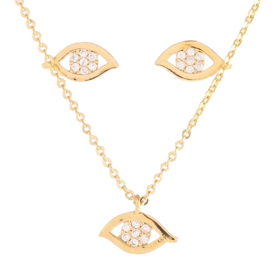 Набір Xuping Позолота 18K Сережки Підвіска на ланцюжку Декоративне Око Фатіми довжина 42-45см х 1мм фото №1