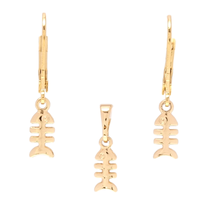 Набір Xuping Позолота 18K Сережки Кулон Рибки фото №1