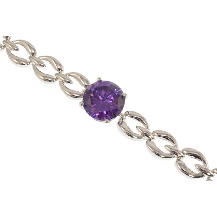 Браслет Xuping Родій Елегантність з бузковим кристалом довжина з дод. замком 18,21см х 8мм фото №18