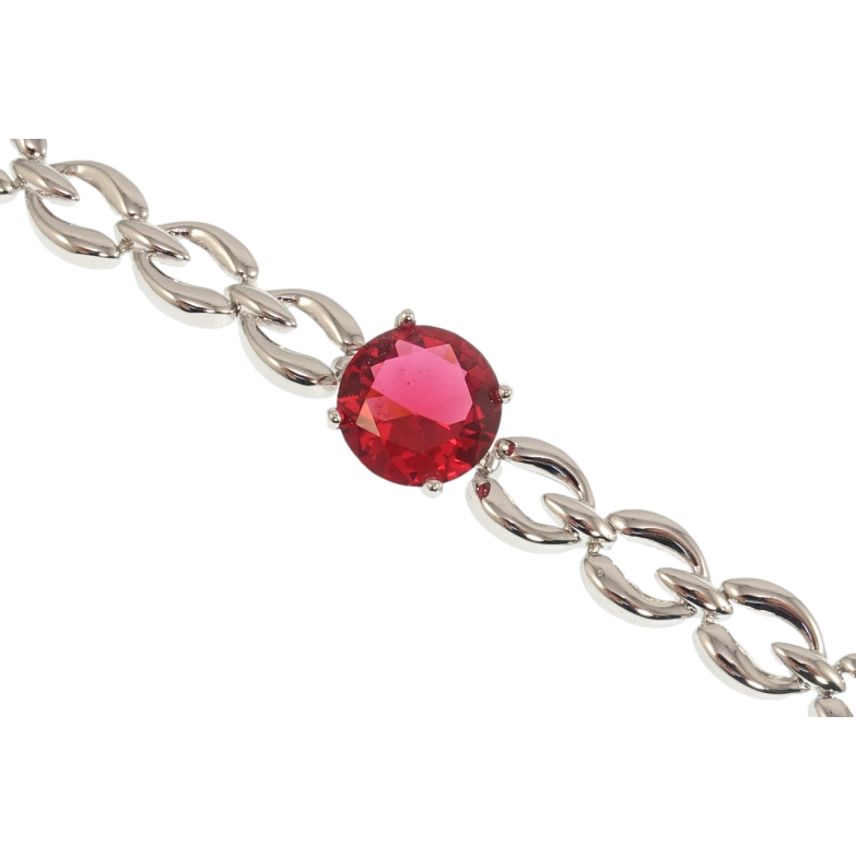 Браслет Xuping Родий Элегантность с малиновым кристаллом длина с доп.замком 18,21см х 8мм фото №1