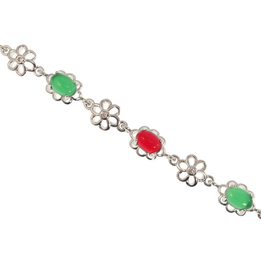 Браслет Xuping Родій Квіточки з різнокольоровими кристалами довжина 19.5см х 8мм фото №1