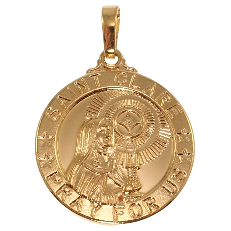 Кулон Xuping Позолота 18K Ладанка Свята Клара покровитель працівників телебачення молиться за нас для ланцюжка до 5мм фото №7 Кулон Xuping Позолота 18K Ладанка Свята Клара покровитель працівників телебачення молиться за нас для ланцюжка до 5мм фото №7
